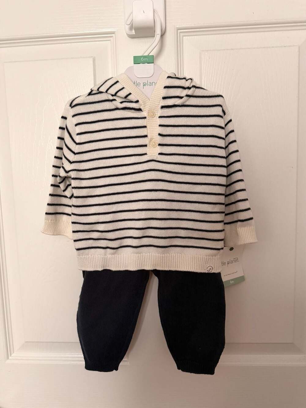 Little Planet Baby Boys' 2pc Striped Hooded Sweater and Pants Set, 6M